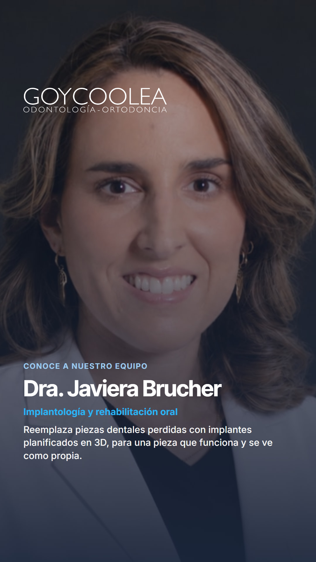 Historia resumen de la Dra. Javiera Brucher, para la destacada Equipo