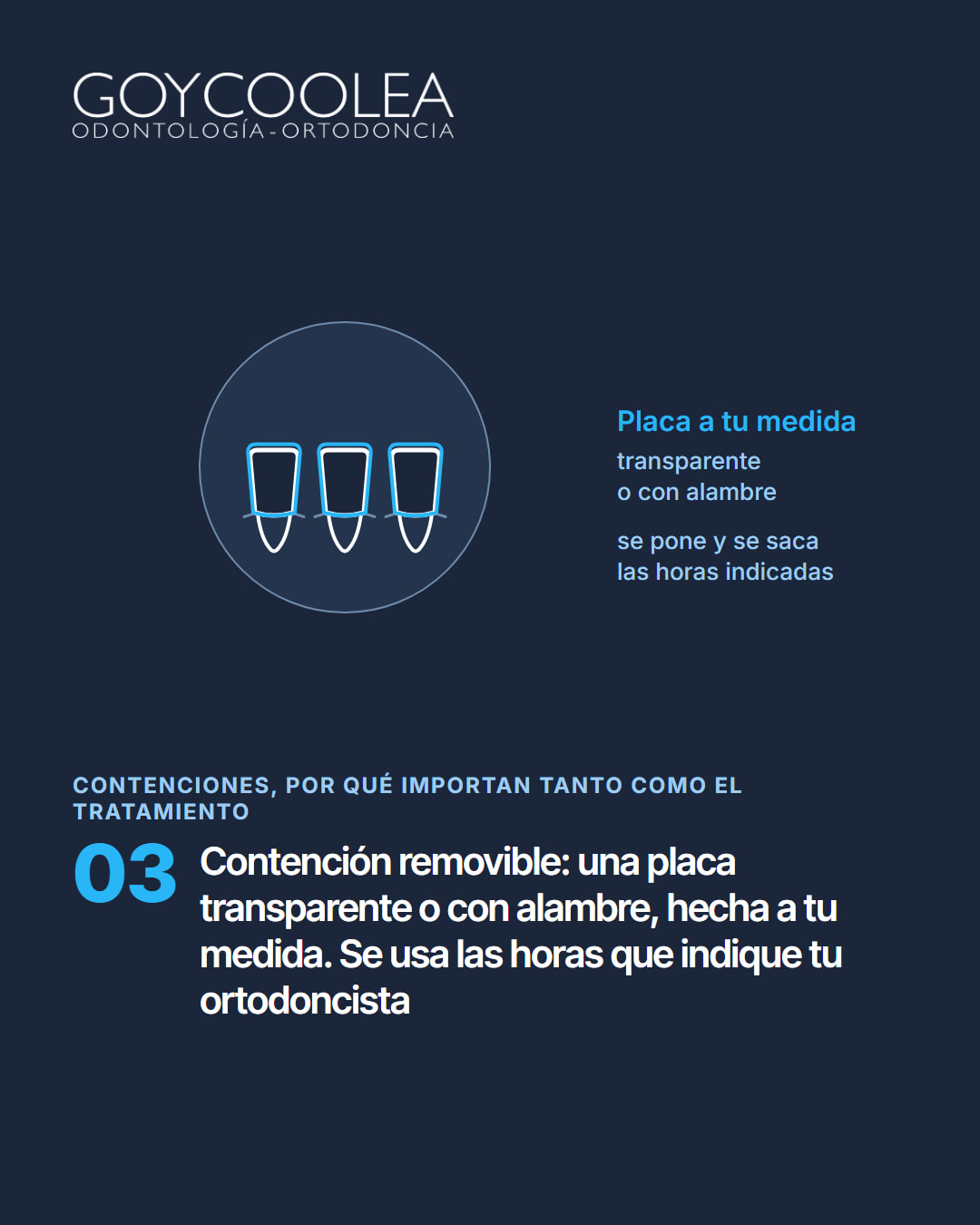 Carrusel educativo sobre las contenciones de ortodoncia, fijas y removibles, y su cuidado