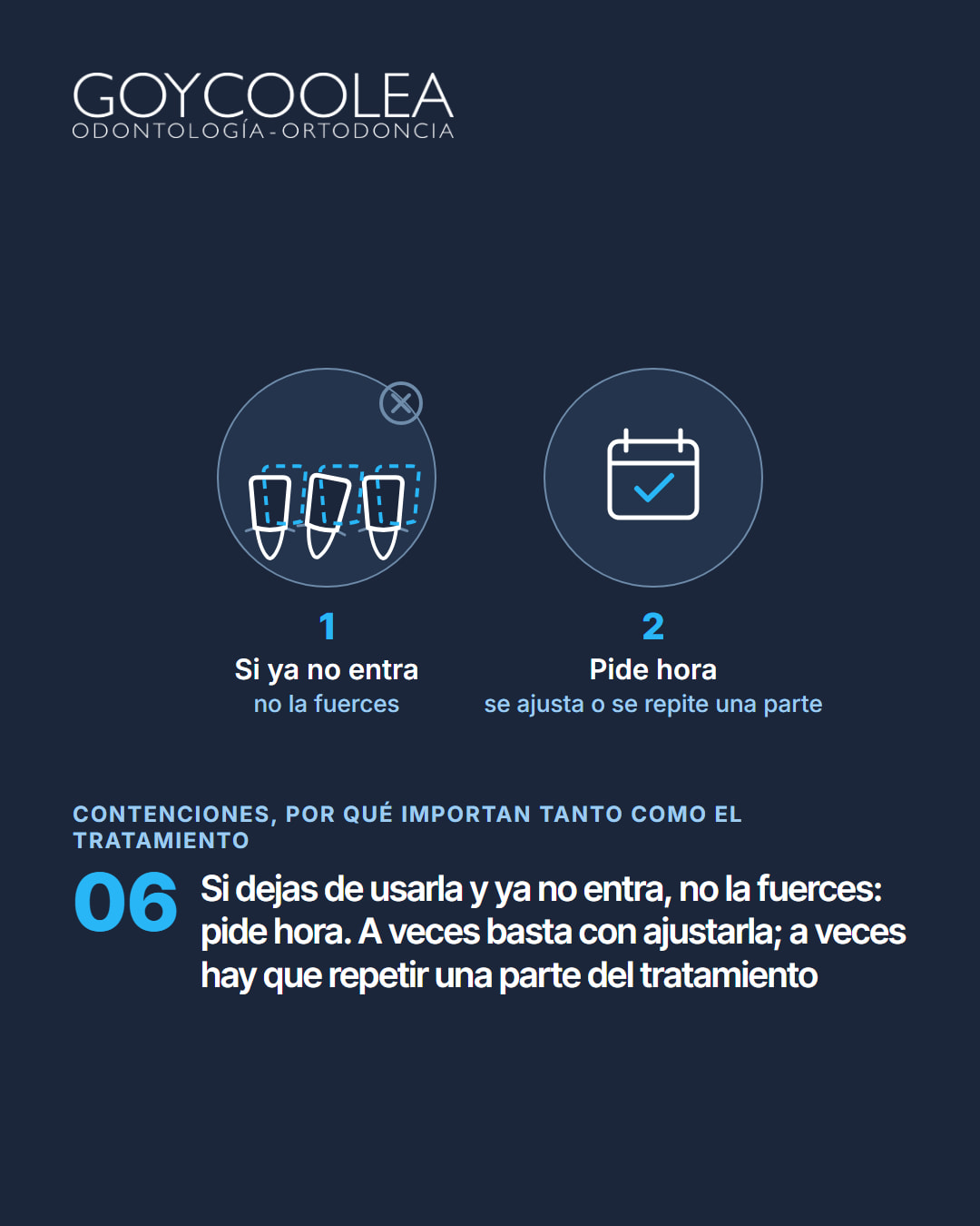 Carrusel educativo sobre las contenciones de ortodoncia, fijas y removibles, y su cuidado