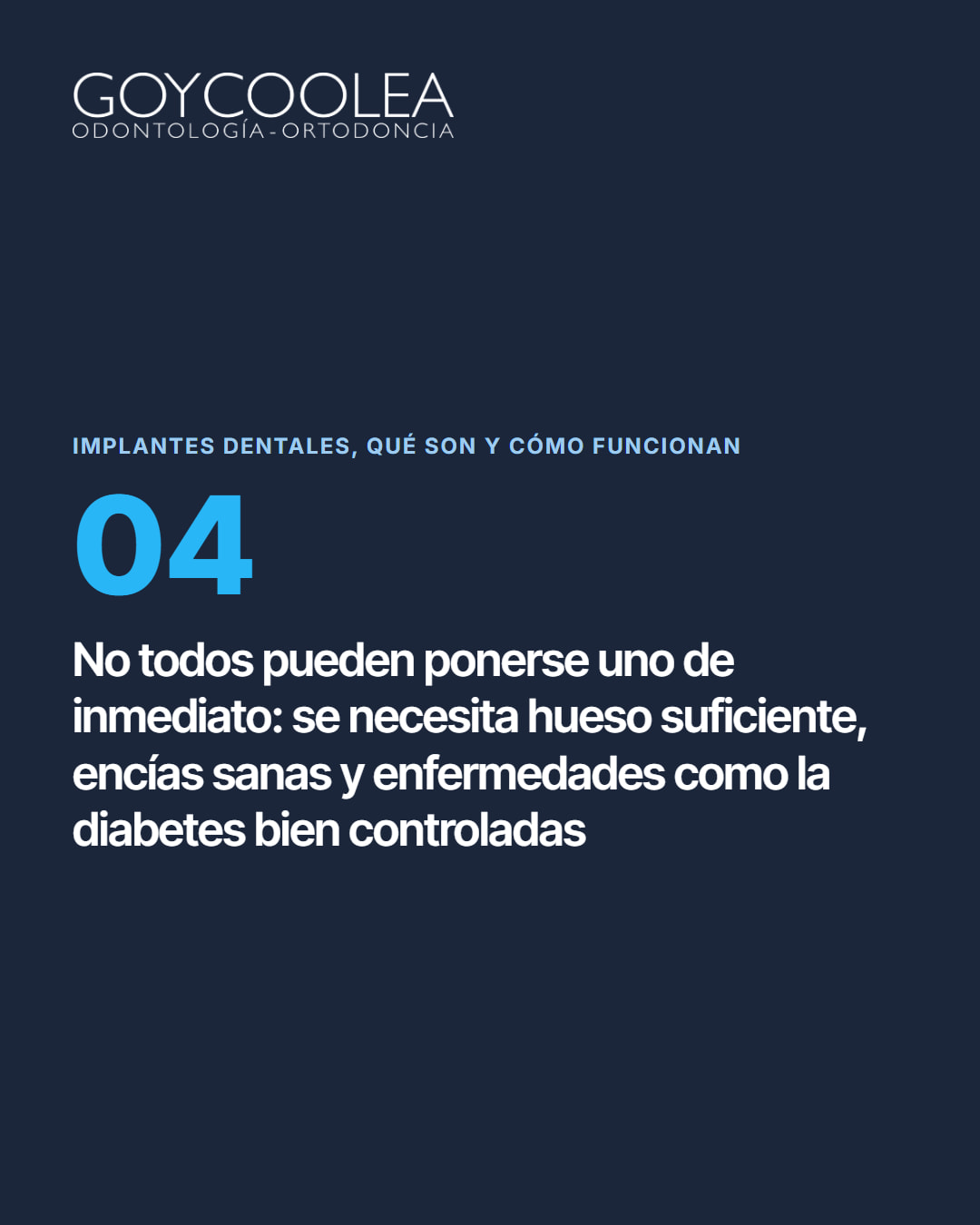 Carrusel educativo sobre los implantes dentales, con esquema del implante en el hueso
