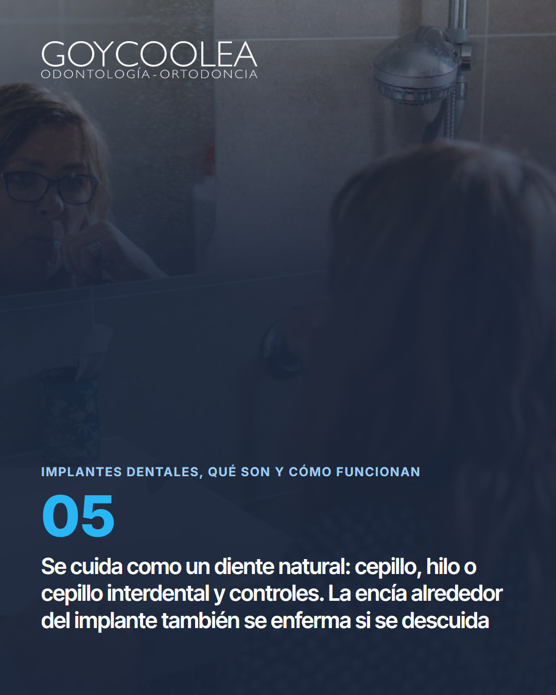 Carrusel educativo sobre los implantes dentales, con esquema del implante en el hueso